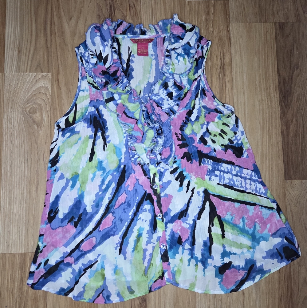 Sunny Leigh Purple and Blue Ruffled Blouse